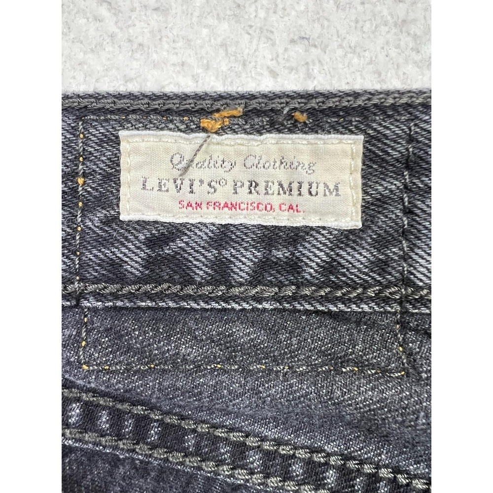 Levis Premium Wedgie Straight Jeans Womens 23 Charcoal Wash High Rise Raw Hem - Picture 9 of 16